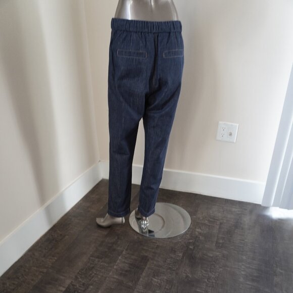 Brunello Cucinelli Monili Jeans Blue Cargo Denim Drawstring Relaxed Fit Size 6 - Picture 4 of 10